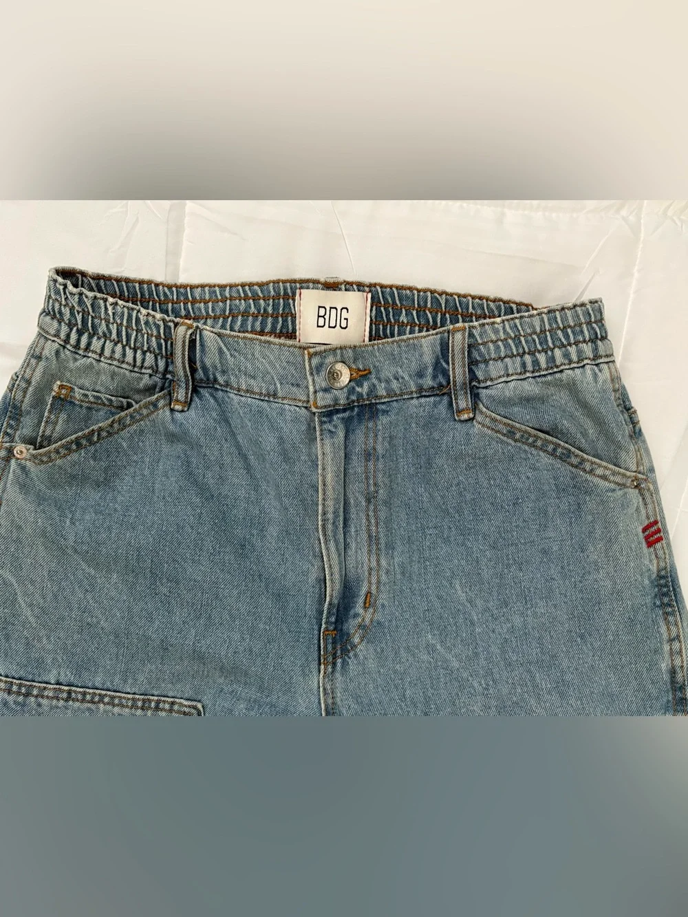 BDG Urban Outfitters Mens Denim Double Knee Carpenter Pant Light Blue Wash 32x31
